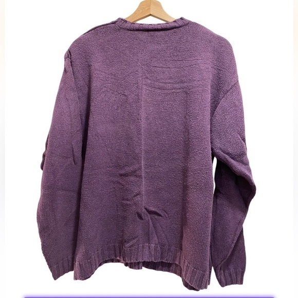 Rare VTG DISNEY Winnie the Pooh Autumn Leaves Scarf Knit Sweater 90s Purple - Picture 4 of 4